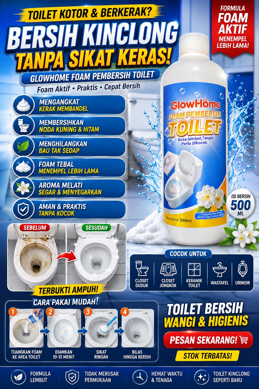 GlowHome Foam Pembersih Toilet Cover
